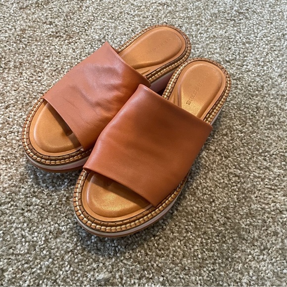 Robert Clergerie Fast Break Camel slide sandals platform - Picture 1 of 9